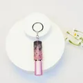 Close-up of a pink gradient rhinestone perfume spray bottle accessory with keychain - Gradient Pink Purple Style (C3)