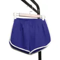 Royal blue loose yoga shorts with white contrast piping and comfortable elastic waist. - Blue