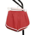 Premium red high-waist loose yoga shorts with white contrast piping for summer casual wear - Red