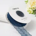 Premium 3cm wide navy blue hollow lace ribbon roll for elegant gift and bouquet wrapping - 25 Yards 3cm / Navy Blue