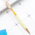 Elegant pale yellow clover crystal ballpoint pen featuring rose gold metal accents - 1.0mm Bullet Tip / Engraved Candy Yellow