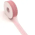 Soft pink hollow-out floral lace ribbon with scalloped edges for DIY crafts and sewing - 25 Yards 3cm / Dusty Pink