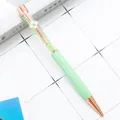 Elegant mint green ballpoint pen with four-leaf clover charm and crystal filling - 1.0mm Bullet Tip / Candy Light Green