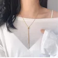 Elegante collar de cadena de serpiente de acero de titanio chapado en oro de 18K ajustable - Dorado