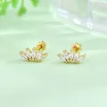 Elegante S925 zilveren kroon oorbellen met marquise stenen en een gouden afwerking - 925 zilver / Goud