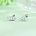 Elegante S925 sterling zilveren marquise kroon oorknopjes met fonkelende kristallen - 925 zilver / Witgoud