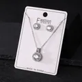 Elegantes silbernes Zirkonia-Halsketten- und Ohrring-Set für Damenmode und Schmuck - Weiß