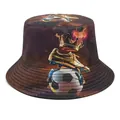 Bucket hat featuring soccer ball and golden cleat graphic print for outdoor summer travel - M (56-58cm) / Purple Football Crown Print (3#)