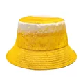Yellow bucket hat featuring a realistic beer foam and bubble print - M (56-58cm) / Bright Yellow Beer Foam Print (4#)