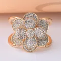 Anneau de boucle d'écharpe rose doré élégant avec strass brillants pour ceintures - Rose Dorée à Cinq Pétales (DY0015)