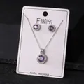 Elegant purple zircon jewelry set with round necklace and stud earrings for women - Purple
