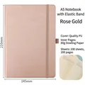 A5 Khaki PU leather notebook with elastic band and 100 sheets of high-quality paper - A5 / Champagne