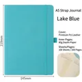Lake blue A5 PU leather notebook with elastic strap and 100 sheets of 80g paper - A5 / Light Blue