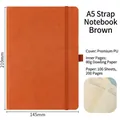 A5 brown notebook with elastic band, premium PU leather cover and lined pages - A5 / Brown