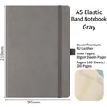 Grey A5 PU leather notebook with elastic band, features 100 sheets of 80g paper. - A5 / Gray