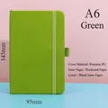 Professional A6 Green PU Leather Notebook with Elastic Band and Thickened Paper Pages - A6 / Green