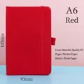 Red A6 PU leather notebook with elastic strap, dimensions 145x95mm, thick paper - A6 / Red
