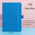 Premium A6 dark blue PU leather notebook with elastic strap and side pen holder - A6 / Blue