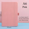 Premium pink A6 notebook featuring elastic strap and PU leather cover for office use - A6 / Pink