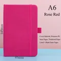 A6 Rose Red PU leather notebook with elastic strap and 145x95mm size - A6 / Rose Red