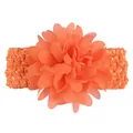 Vibrant orange chiffon flower baby headband with comfortable crocheted elastic band. - Orange
