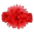 Vibrant red chiffon flower headband for baby girls with soft elastic hair band accessory - Red