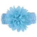 Comfortable light blue elastic baby headband featuring a large soft chiffon flower decoration - Lake Blue