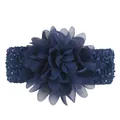 Elegant navy blue chiffon flower baby headband with soft crochet elastic band for girls - Navy Blue