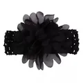 Handmade baby headband featuring a large black chiffon flower and crochet elastic band - Black