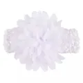 Handmade white chiffon flower baby headband with soft crochet elastic strap for infants - White