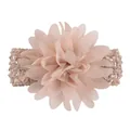 Beautiful light pink chiffon flower baby headband featuring a soft crochet elastic strap - Khaki
