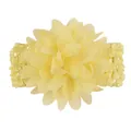 Yellow baby infant headband featuring a large chiffon flower and elastic lace band - Light Yellow