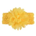 Bright yellow chiffon flower baby headband with elastic crochet band for infants - Yellow