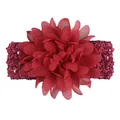 Elegant burgundy chiffon flower baby headband with soft crocheted elastic band - Burgundy