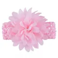 Charming pink chiffon flower baby headband featuring a soft elastic crochet band design - Pink