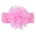 Beautiful pink chiffon flower headband for baby girls with elastic crochet strap - Deep Pink