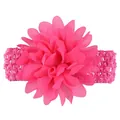Vibrant hot pink chiffon flower headband for babies and toddlers with soft elastic band - Rose Red