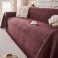 Solid color Chenille sofa cover, wine red textured throw blanket with fringed edges - Herringbone Handkerchief - Enchanting Purple / Custom 180 Wide Sofa Towel Per Meter