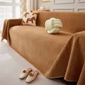 Premium brown chenille sofa cover throw with elegant herringbone texture for home living room - 230*130 / Orange
