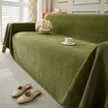 Premium textured green chenille sofa throw cover featuring elegant herringbone pattern - 230*130 / Matcha Green