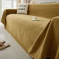 Mustard yellow chenille sofa cover throw with elegant herringbone pattern and anti-scratch - 230*130 / Khaki