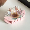 Pince à cheveux papillon rose irisé élégante ornée de strass brillants pour femme - Lotus Rose Micro-strass