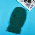Donkergroene gebreide 3-gaats bivakmuts skimasker voor volledige gezichtsbescherming. - 2-Gats Gebreid / Pauwgroen