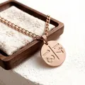 Elegant rose gold titanium steel necklace featuring a circular pendant with 1314 engravings - 13/14 Number Disc Pendant (2390 Rose Gold) / Length approx. 66cm / Rose Gold