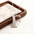 Minimalist titanium steel necklace with large silver letter F initial pendant - Letter F Style (Steel Color Letter F 2398) / Steel