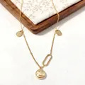Elegant gold plated titanium steel necklace featuring a smiley face pendant for women - Smiley Face Oval 'Made for You' Style (2395 Gold) / Gold