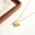 Elegant gold-plated titanium steel necklace featuring a double-layered butterfly pendant - Double Layer Butterfly Pendant (2384 Gold) / Gold