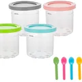 Set of 4 ice cream pints with lids and spoons compatible with Ninja NC500 NC501 - 1st Generation 4-Pack + 4 Spoons