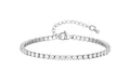 Bracelet tennis en acier inoxydable argenté avec zircons ronds et chaîne réglable. - Couleur Acier Largeur 3mm (17.5+5CM)