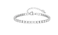 Bracelet de tennis en acier inoxydable argenté avec pierres en zircon cubique pour femmes - Couleur Acier Largeur 4mm (17.5+5CM)